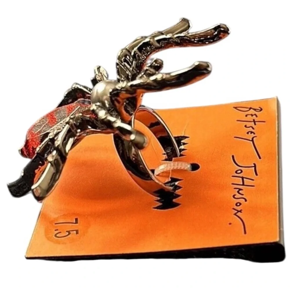 BETSEY JOHNSON SET 4-Piece Halloween Spider Bracelet Necklace Ring Earrings NWT